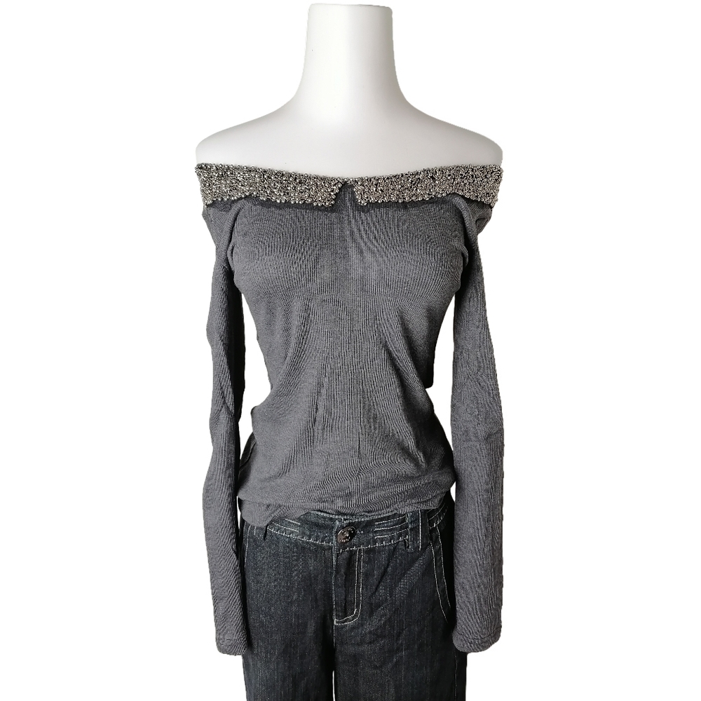 π€ dimgray ribbed cotton long sleeve top